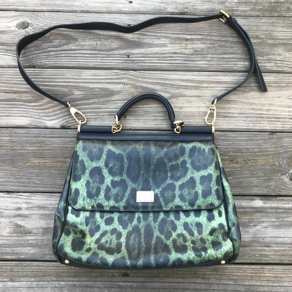 Dolce & Gabbana Women Handbag Green Animal Print M - Picture 4 of 14